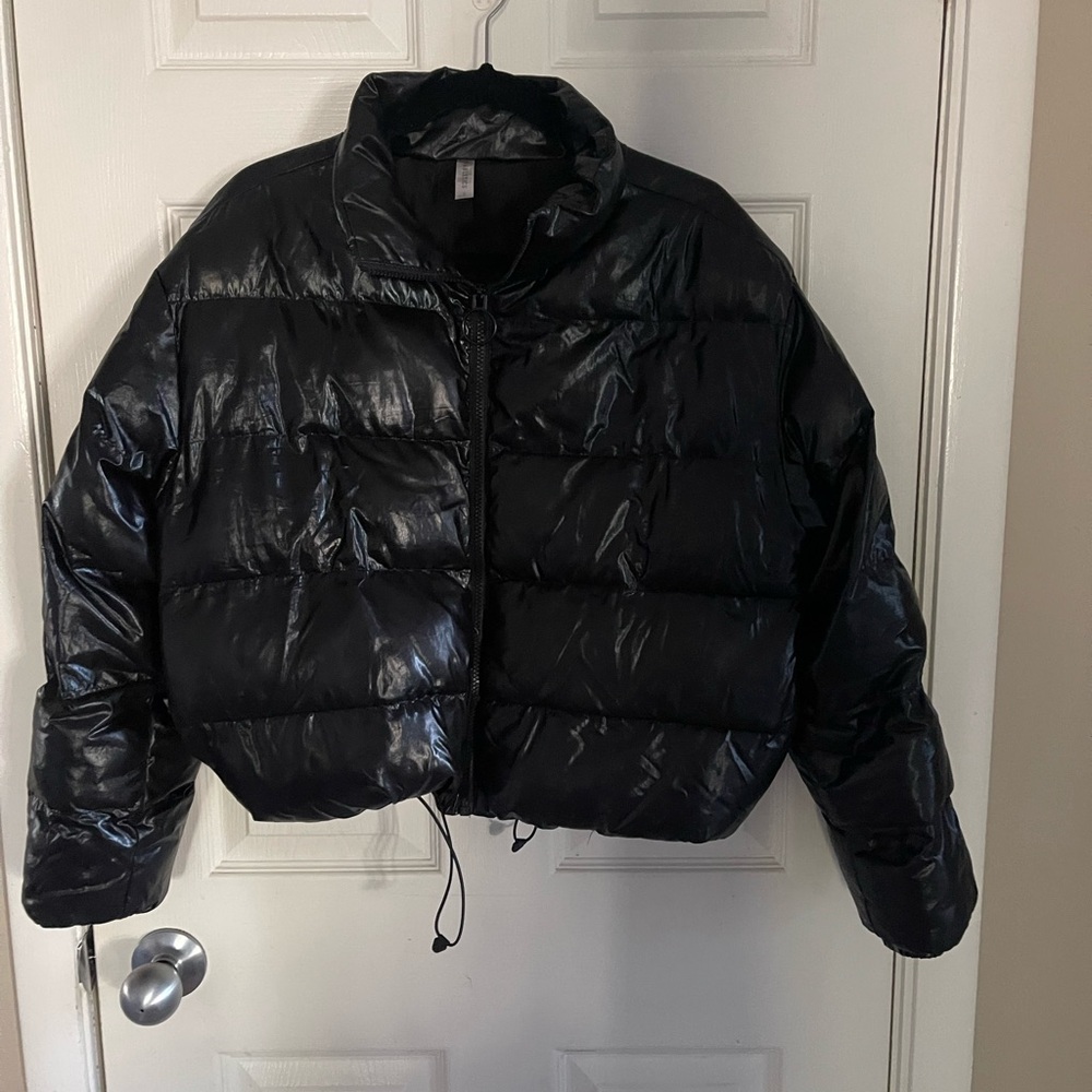 Fabletics Shiny Black Puffer Jacket